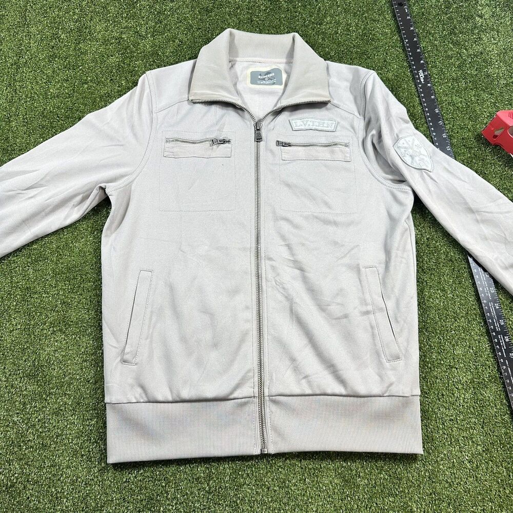 MEN'S S EXPRESS LIGHT GRAY ZIP-UP SWEATSHIRT JACKET-  PRINTED BOTH SIDES
